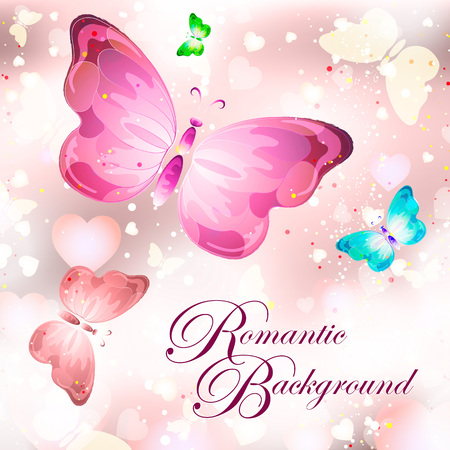 Valentines day greeting card with flying hearts and place for text, vector illustrationのイラスト素材