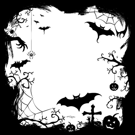 Halloween styled frame design with place for text, vector illustrationのイラスト素材