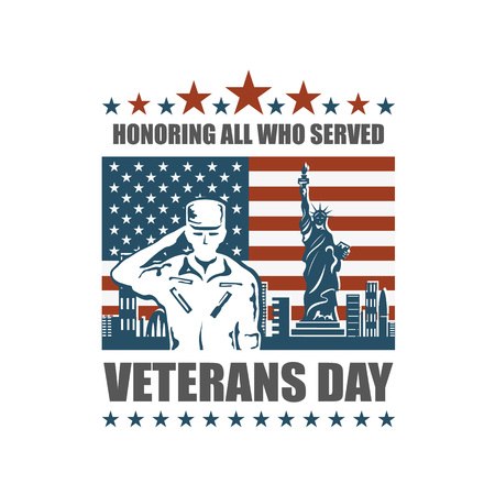 Veterans day, honoring all who served. isolated background. poster. vector illustrationのイラスト素材