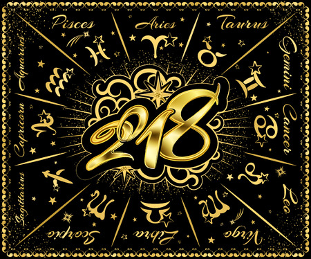 Signs of the zodiac. astrological calendar for the new 2018. vector illustrationのイラスト素材