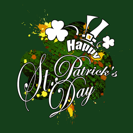 Saint Patricks Day, festive background with flying clover, vector illustrationのイラスト素材
