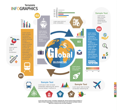 Modern infographics template, global business, science and technology. vector illustrationのイラスト素材
