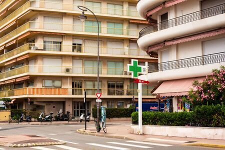 Roquebrune-Cap-Martin, France - June 6 2018: City view of Beautiful Roquebrune-Cap-Martin . Street Signs. Summertimeのeditorial素材