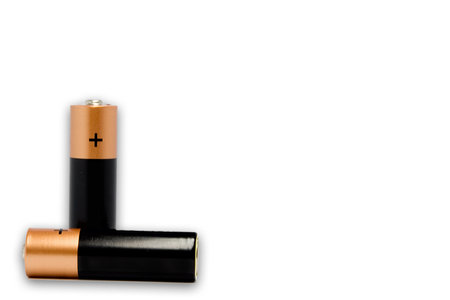 Two finger-types alkaline batteries on white background