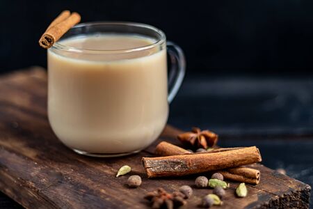 Masala spiced tea is a traditional Indian drink.の写真素材