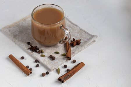 Masala spiced tea is a traditional Indian drink.の写真素材