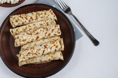 Pancakes with homemade cottage cheese. Sour-milk fermented product. Healthy, delicious breakfasts....