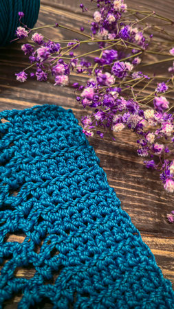 Knitting a product from green threads with a crochet hook. Step-by-step instructions for knitting a...