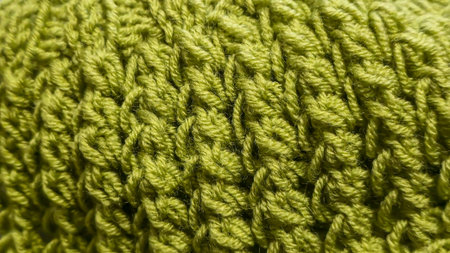 Knitting pattern using thick, green yarn. Details for knitting sweaters, hats, and other knitted...