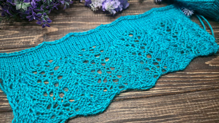 Colorful knit fabric suitable for home decor, fashion, or textiles. Texture and pattern. Copy spaceの写真素材