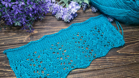 Colorful knit fabric suitable for home decor, fashion, or textiles. Texture and pattern. Copy spaceの写真素材