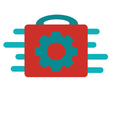 Gear wheels briefcase on white background with blue smudgesのイラスト素材