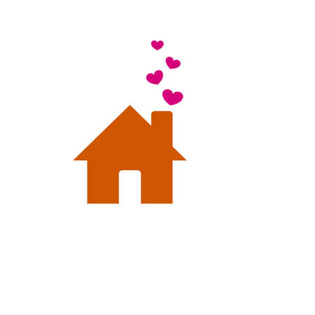 House and heart coming out of the chimneyのイラスト素材