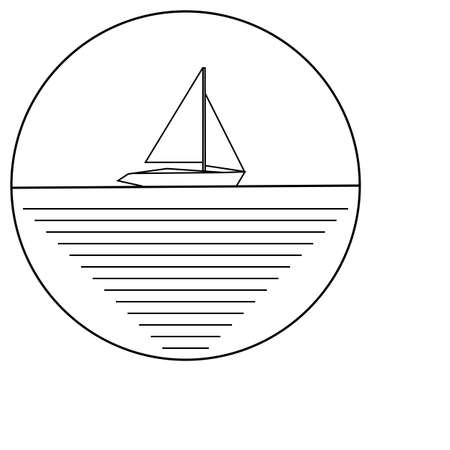 Shape of yacht on water in circleのイラスト素材