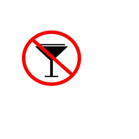 No alcohol, prohibition drinking sign in red and black colorsのイラスト素材