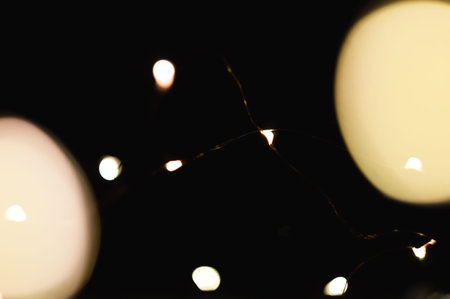 Glowing circular lamps in the dark