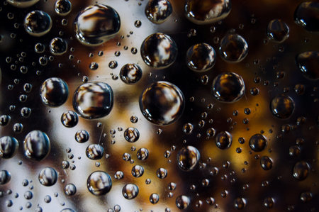Stopped raindrops with great coffee color background