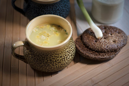 Cheese soup in a Cupの写真素材