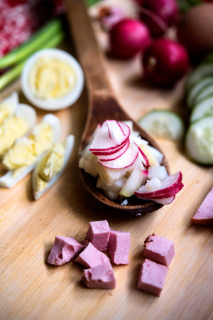 Ingredients for soup of beetsの写真素材