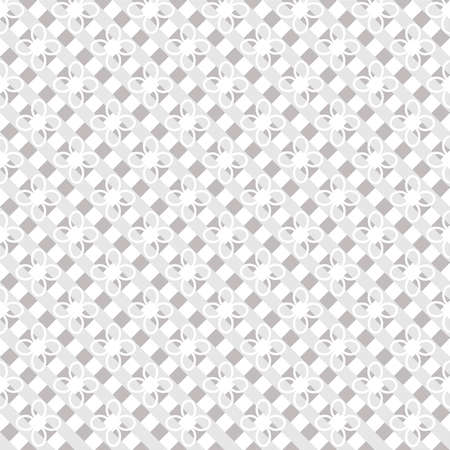 Checkered texture. The intersection of light gray and dark gray stripes at an angle, at the intersection is a white stylized flower of four petalsのイラスト素材