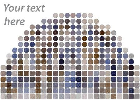 Blue and beige tiles on white backgroundの写真素材