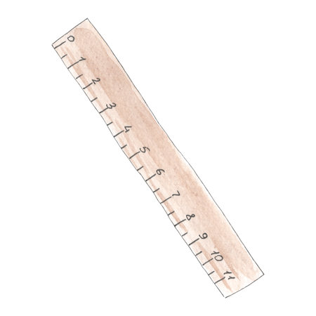 The ruler is hand-drawn in watercolor. Isolated illustration on a white background for use in logos, patterns, printing on objects, school invitation design. Stationery for schoolの写真素材