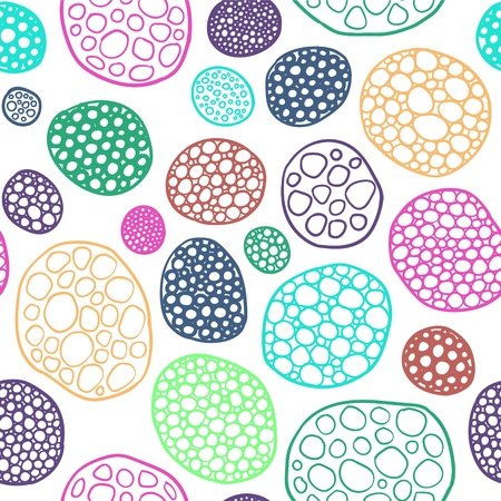Vector seamless pattern. Monochrome organic rounds. Stylish structure of natural cells. Hand drawn abstract background.のイラスト素材