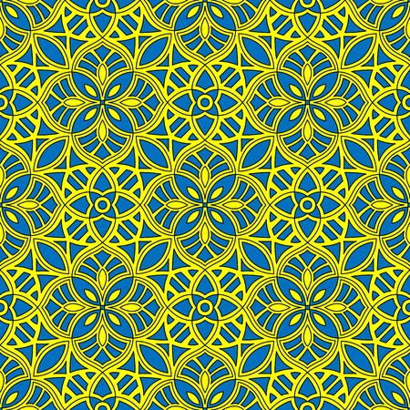 yellow and blue elegant ethnic ornament. fancy moroccan design. interior tileのイラスト素材