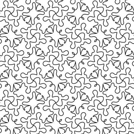 abstract black curves on white. minimalistic vector hand-drawn seamless pattern. simple elements for coloringのイラスト素材