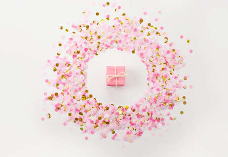 multicolored confetti on a white background view of superoo.の写真素材