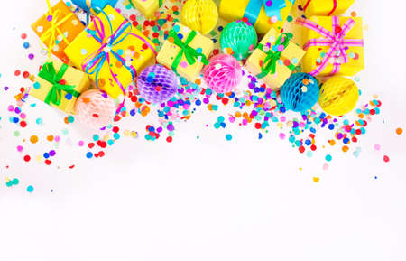 lots of colorful boxes on a white background.の写真素材