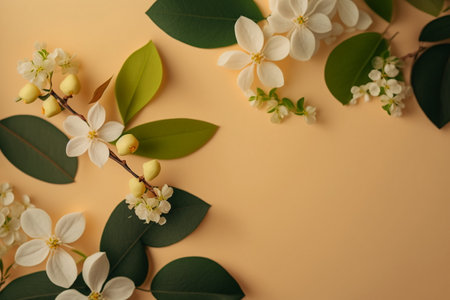An apple-colored branch. The apple tree is in bloom. close-up. isolated in the background. Spring. created using artificial intelligenceの写真素材