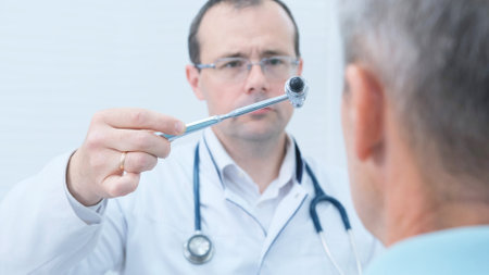 doctor with stethoscope and patient in a hospital or medical clinicの写真素材