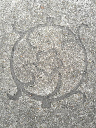 Carved floral design on groundの写真素材