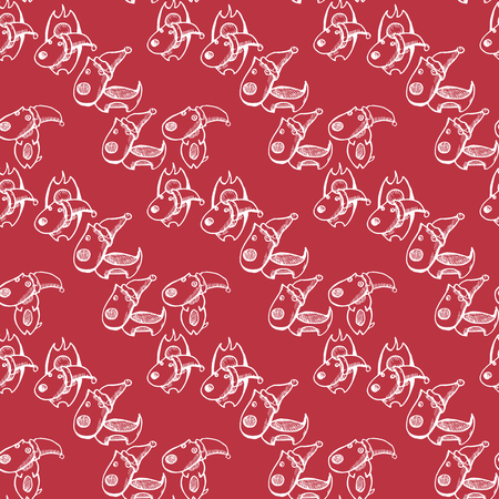 A Seamless pattern with dog on plain background.のイラスト素材