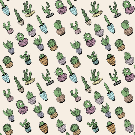 Vector seamless cactus patternのイラスト素材