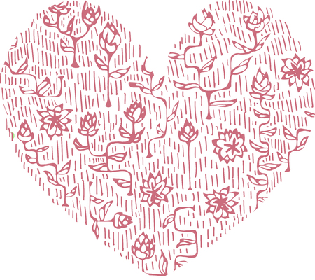 Vintage roses in shape of a heart for ypur designのイラスト素材