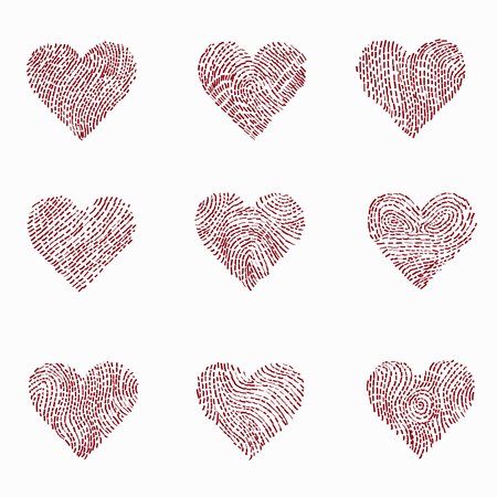 Set of nine artistic hearts for your designのイラスト素材