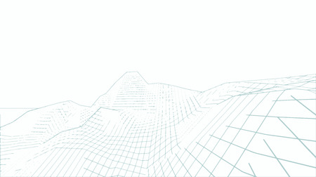 3D Wireframe Terrain Wide Angle EPS10 Vectorのイラスト素材