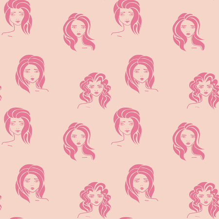 Women - hand drawn seamless pattern of a crowd of different women Vector illustration.のイラスト素材