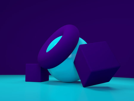 3d rendering, modern abstract geometric background, minimalistic, primitive shapes