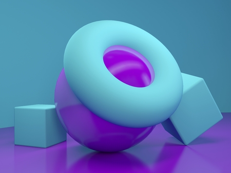 3d rendering, modern abstract geometric background, minimalistic, primitive shapesの写真素材