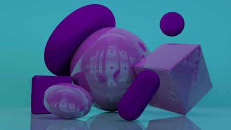 cube podium geometric white shape minimal abstract purple-violet background 3d