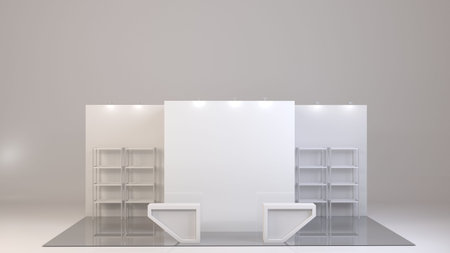 Simple trade show booth. 3d illustration isolated on white background