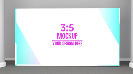 White backdrop 3x5 meters. Mockup. 3d render background. Template