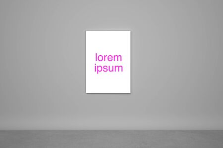 Blank white poster hanging up with in front of concrete wall mockupの写真素材