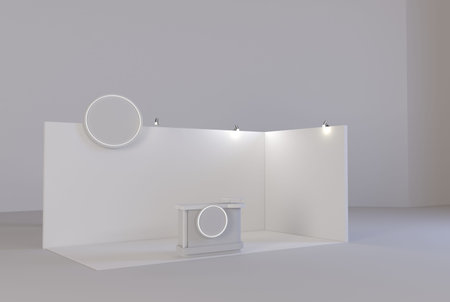 Fair Trade Stand Or Booth. 3D render. Clean mockup