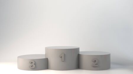 Winner podium on light background. Empty pedestal for award ceremony. 3d render.の写真素材