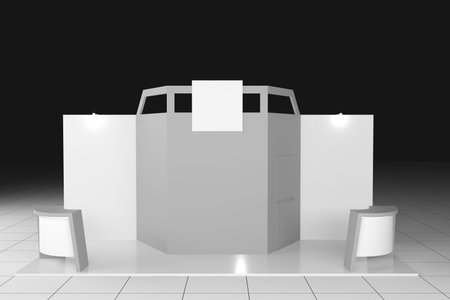 Trade exhibition stand. 3D rendered illustration. Mockup