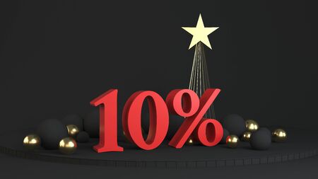 3d red text of discount sale on black christmas backgroundの写真素材